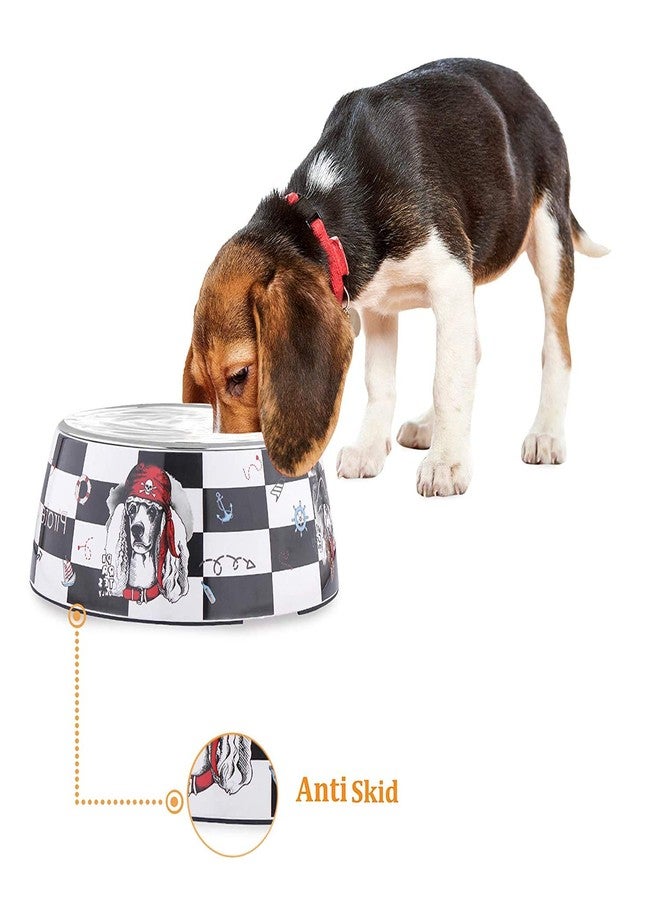 BLACK DOG Stainless Steel and Melamine Detachable Anti-Skid Premium Designer Double Base Food and Water Bowls for Dogs and Cats (Design May Vary) (Small-400 Ml) - Image 4